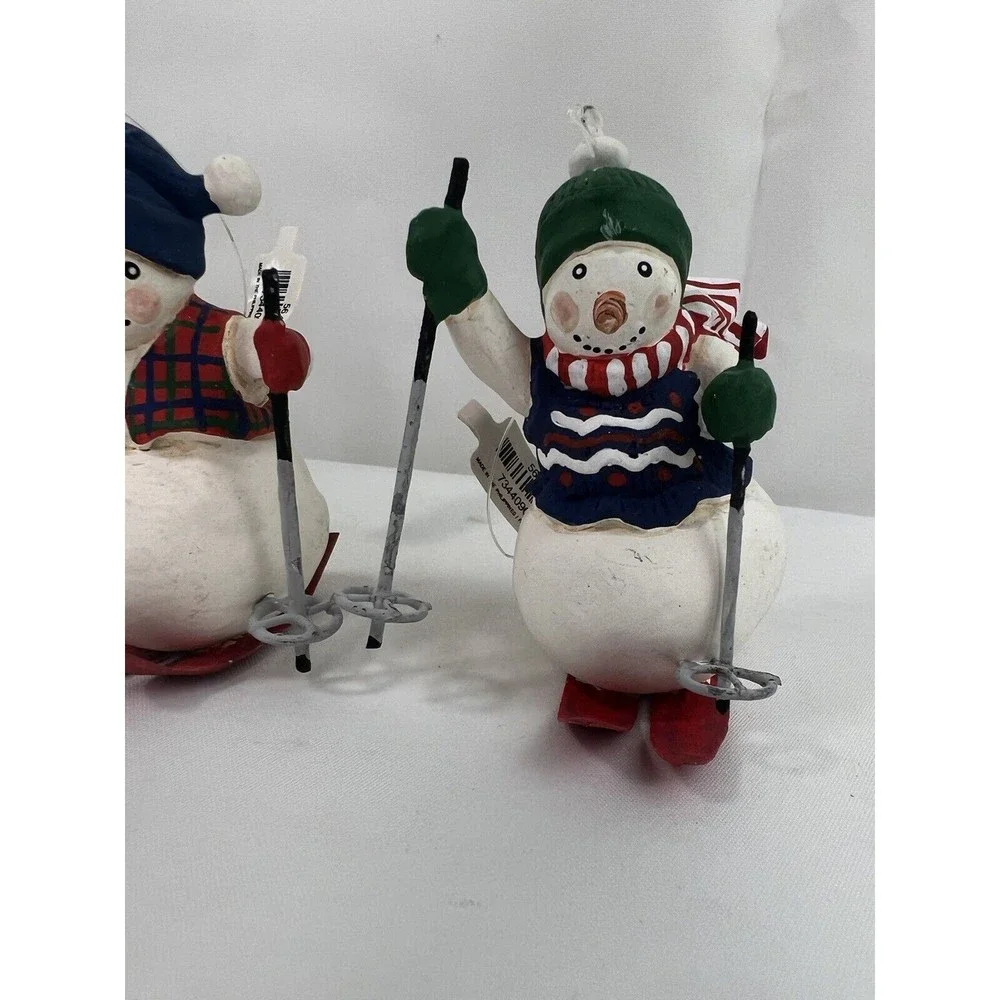 Lot Of 3 Department 56 Christmas Ornaments Skiing Snowmen NOS VTG Retired - Picture 4 of 7